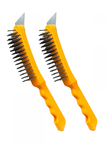Set 2 buc perie de sarma cu razuitor, maner plastic, 29cm lungime totala, AVI-4273 [1]