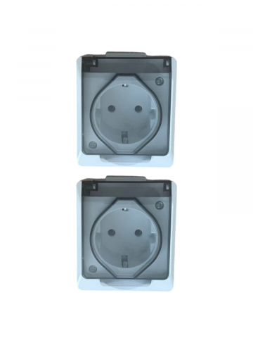 Iluminat & Electrice - Set 2 buc priza simpla aparenta cu capac fumuriu transparent, AVI-40