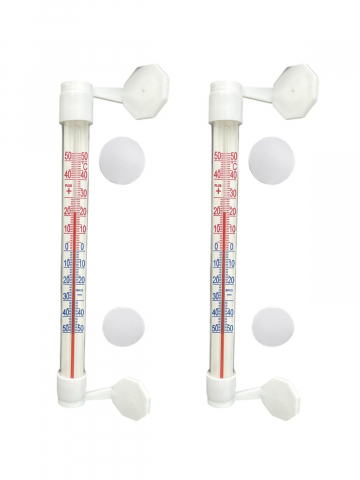 Casa - Set 2 buc termometru cilindric, rotativ -50 / +50 grade, suport cu banda dublu adeziva pentru fixare, AVI-4663