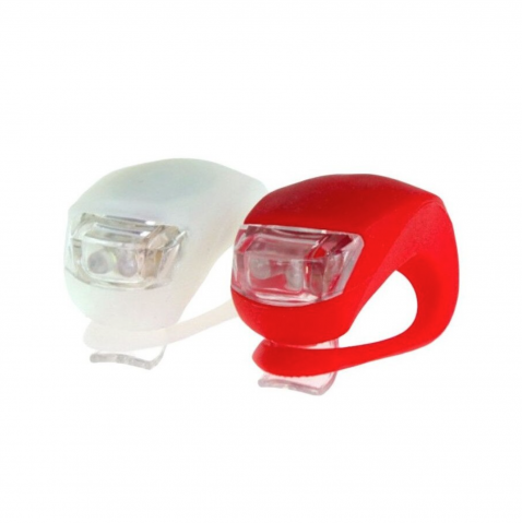 Accesorii si piese de schimb biciclete - Set 2 licurici din silicon pentru bicicleta, alb-rosu, AVI-1082