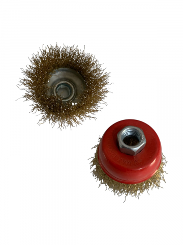Accesorii polizare si slefuire - Set 2 perii din sarma 2.5"-6cm, cupa pentru polizor unghiular flex, AVI-55, galben