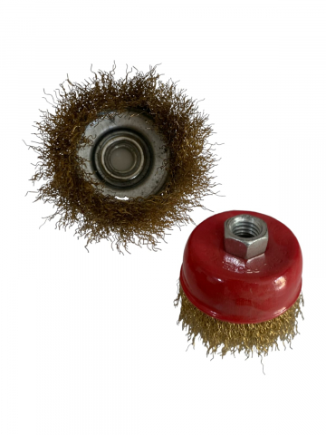 Accesorii polizare si slefuire - Set 2 perii din sarma 3" - 7.5cm, cupa pentru polizor unghiular flex, AVI-54, galben
