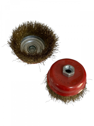 Accesorii polizare si slefuire - Set 2 perii din sarma 4" - 10cm, cupa pentru polizor unghiular flex, AVI-53, galben