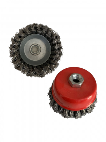Accesorii polizare si slefuire - Set 2 perii din sarma dura 4" - 10cm, cu toroane, cupa pentru polizor unghiular flex, AVI-50, negru