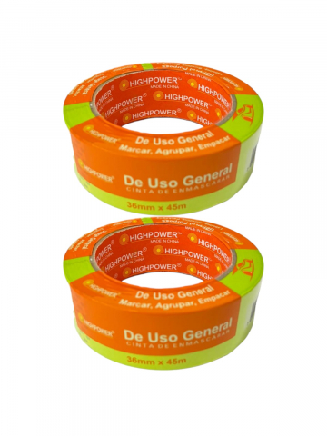 Adezivi si benzi adezive - Set 2 role banda premium de mascare 36mm x 45m highpower verde, protectie la vopsire, indepartare fara urme in 30 de zile, AVI-4136