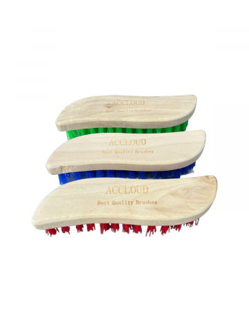 Set 3 buc perie lemn pentru frecat, curbata, cu peri color duri, 19 x 5.5 cm, AVI-4060 [1]