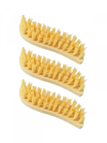 Maturi, Mopuri si galeti - Set 3 buc perie lemn pentru frecat, curbata, cu peri galbeni duri, 19 x 5.5 cm, AVI-4061