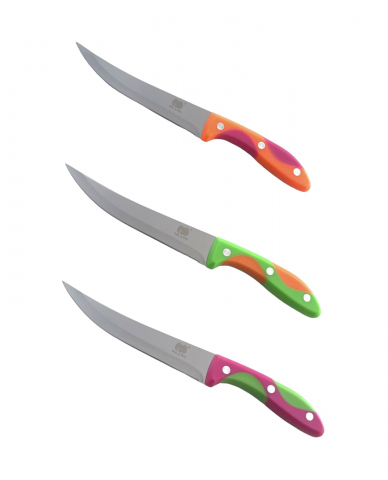 Bucatarie - Set 3 cutite, lama 17cm, curbata, maner plastic, SJ6704, AVI-3379
