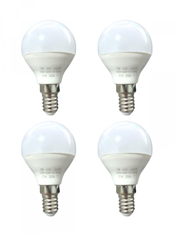 Becuri - Set 4 becuri 7W, G45, E14, lumina rece, AVI-3775