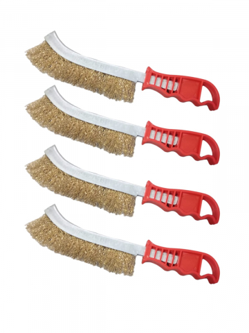 Accesorii polizare si slefuire - Set 4 buc perie de sarma cu maner plastic, rosu, AVI-2754