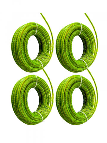 Gradina - Gradinarit - Set 4 role fir 3.0mm, profil blade cu zimti pentru trimmer motocoasa, 15m, verde, cu insertie neagra AVI-4759
