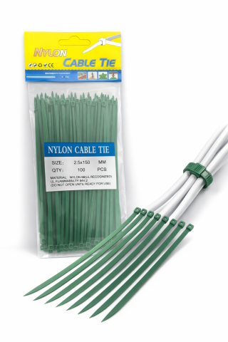 Materiale de constructii - Set coliere plastic, soricei, 2.5 x 150 mm, verzi, 100 buc, AVI-4893