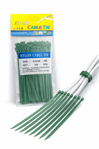 Suruburi, dibluri si accesorii prindere - Set coliere plastic, soricei, 2.5 x 100 mm, verzi, 100 buc, AVI-4892