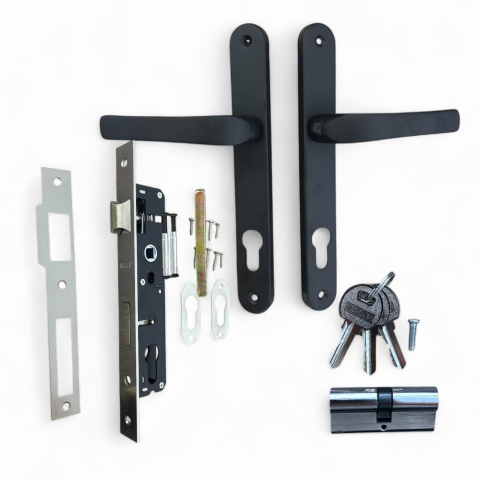 Broaste si yale - Set complet AVI® mânere, broască și cilindru 70 mm centrat, 3 chei, 900 g, AVI-4891