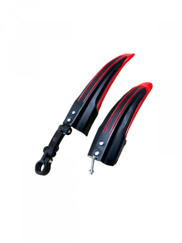 Aparatori bicicleta - Set de aripi protectie pentru bicicleta, 30 - 38 cm, negru - rosu, AVI-3360