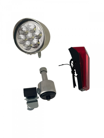 Lumini bicicleta - Set far LED si stop bicicleta cu dinam, AVI-162