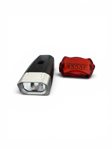 Accesorii si piese de schimb biciclete - Set far și stop pentru bicicletă cu LED, AVI®, alimentare 5 baterii AAA, montare rapidă, AVI-5463