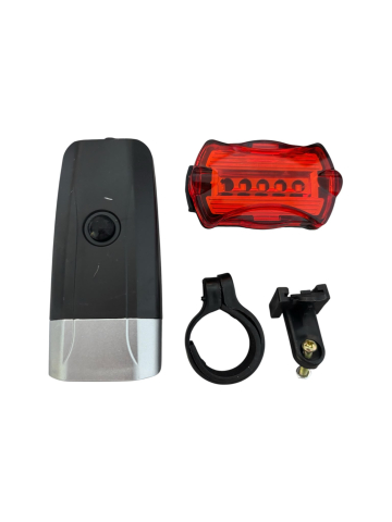 Set far și stop pentru bicicletă cu LED, AVI®, alimentare 5 baterii AAA, montare rapidă, AVI-5463 [1]