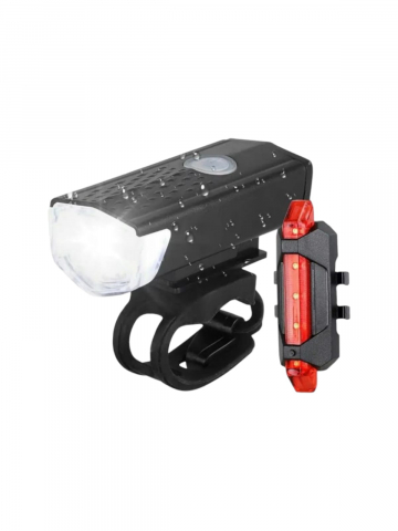 Lumini bicicleta - Set far si stop pentru bicicleta, incarcare USB, far 6.5cm, waterproof, AVI-4025