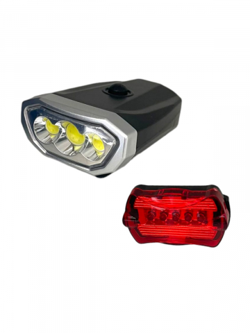 Accesorii si piese de schimb biciclete - Set far si stop pentru bicicleta, LED, pe baterii AVI-3152