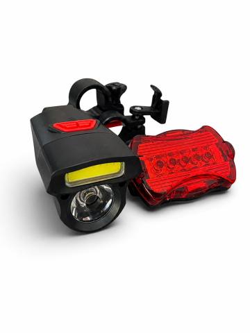 Accesorii si piese de schimb biciclete - Set far + stop pentru bicicletă, AVI®, alimentare pe baterii, 3 × AAA far, 2 × AAA stop, AVI-5462