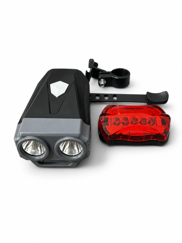 Accesorii si piese de schimb biciclete - Set far + stop pentru bicicletă, AVI®, alimentare pe baterii, 3 × AAA far, 2 × AAA stop, AVI-5467