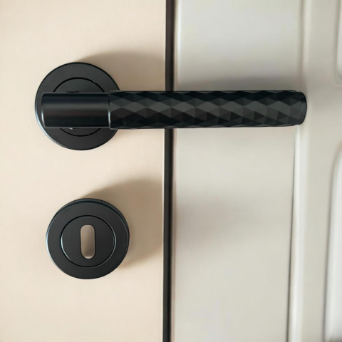 Manere usa - Set manere pentru usa interior, negru mat, model AVI-4293