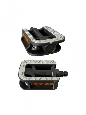 Pedale bicicleta - Set pedale bicicleta 10 x 7.5 cm, partea gri cauciucata, catadioptri fata-spate, AVI-4343