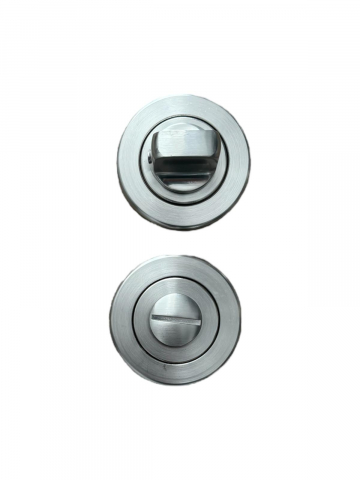 Manere usa - Set rozete inchidere usa baie - wc, diametru 54mm, metalice, argintiu, AVI-4296