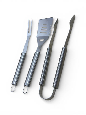 Gradina - Gradinarit - Set ustensile gratar inox AVI® 3 piese spatula cleste furculita 41 cm AVI-4987