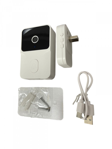Sonerii electrice - Sonerie wireless 2.4G cu camera video, aplicatie pe telefon dedicata, nightvision, autonomie indelungata, model M8, 9 x 5cm, alb AVI-4465