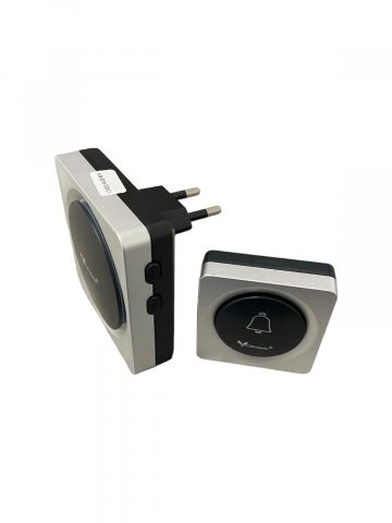 Sonerii electrice - Sonerie wireless cu raza mare de actiune, la priza, negru-argintiu, AVI-4466