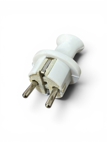 Accesorii prelungitoare - Ștecher electric, AVI®, carcasă plastic, inserție ceramică, 16 A, 250 V, alb, AVI-2008
