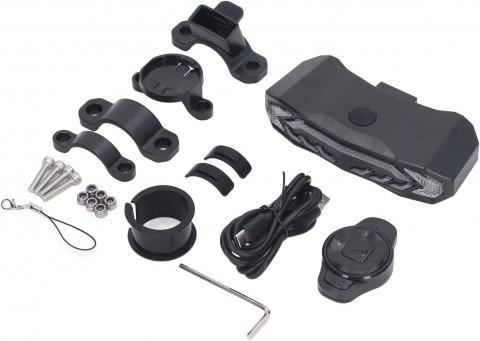 Stop bicicleta 5 in 1 cu semnalizare, lumina frana, alarma antifurt, stop, senzor franare, sonerie, comenzi wireless, reincarcare USB, waterproof, AVI-4355 [4]