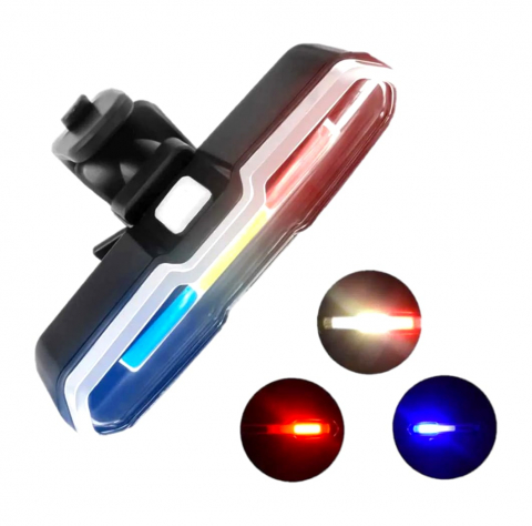 Stop bicicleta cu incarcare USB, lumini tip politie, diferite moduri de iluminare, AVI-4028 [2]