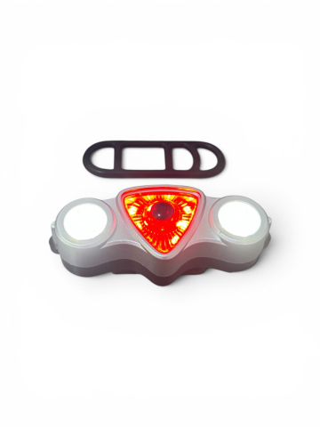Stop pentru bicicletă LED, AVI®, lumină roșie centrală și lumini laterale albe, reîncărcabil USB-C, prindere rapidă, AVI-5429 [3]