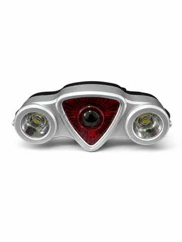 Stop pentru bicicletă LED, AVI®, lumină roșie centrală și lumini laterale albe, reîncărcabil USB-C, prindere rapidă, AVI-5429 [1]