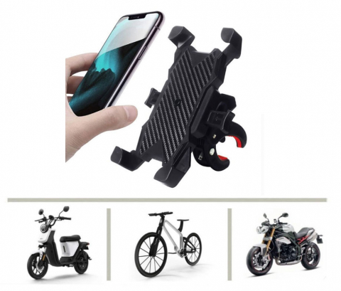 Suporturi accesorii biciclete - Suport telefon pentru bicicleta, motocicleta, carucioare, 4.7"-6.5", cu autofixare rapida, AVI-4356
