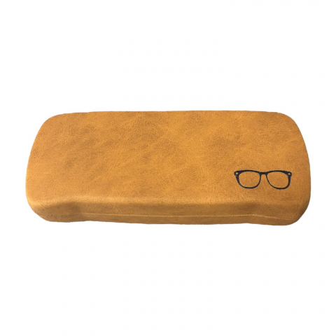 Accesorii pentru ochelari si lentile de contact - Toc etui pentru ochelari, 16 x 6.3 x 3.6 cm, exterior din piele ecologică netedă, maro AVI-5199