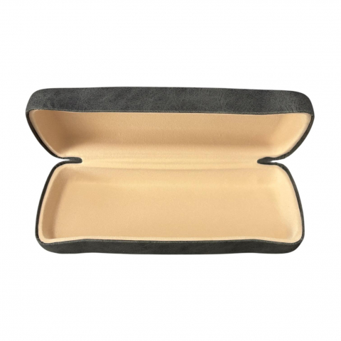 Toc etui pentru ochelari, 16 x 6.3 x 3.6 cm, exterior din piele ecologică netedă, negru antracit AVI-5199 [1]