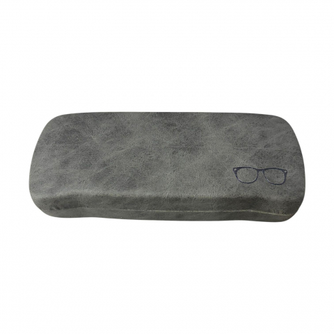 Accesorii pentru ochelari si lentile de contact - Toc etui pentru ochelari, 16 x 6.3 x 3.6 cm, exterior din piele ecologică netedă, negru antracit AVI-5199