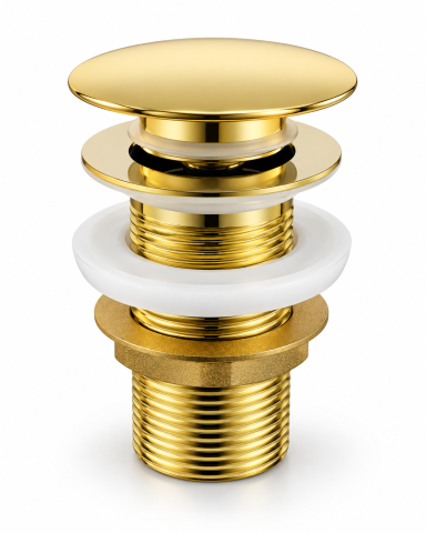 Casa - Ventil pentru lavoar AVI®, 1 1/4", click-clack pop-up, fără prea plin, auriu lucios, H 75 mm, AVI-5748