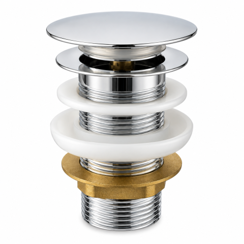 Casa - Ventil pentru lavoar AVI®, 1 1/4", click-clack pop-up, fără prea plin, cromat lucios, H 75 mm, AVI-5746
