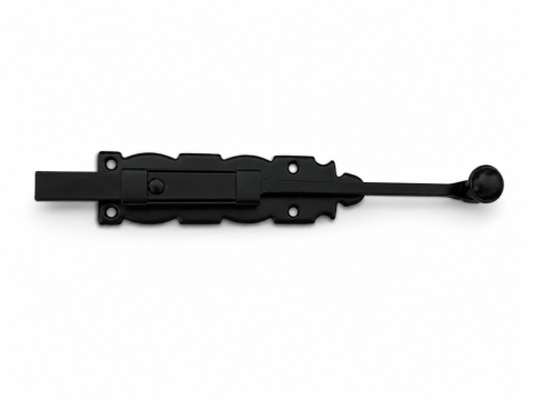 Materiale de constructii - Zăvor culisant negru pentru poartă și ușă, AVI®, 10" / 25.5 cm, cu mâner de acționare, design decorativ, AVI-5275