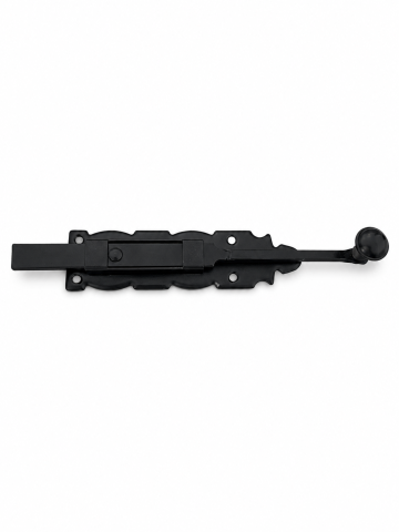 Materiale de constructii - Zăvor culisant negru pentru poartă și ușă, AVI®, 8" / 22 cm, cu mâner de acționare, design decorativ, AVI-5274