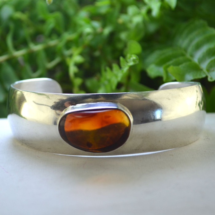 Bratara argint Cuff vintage, chihlimbar natural A Vintage Collection [5]