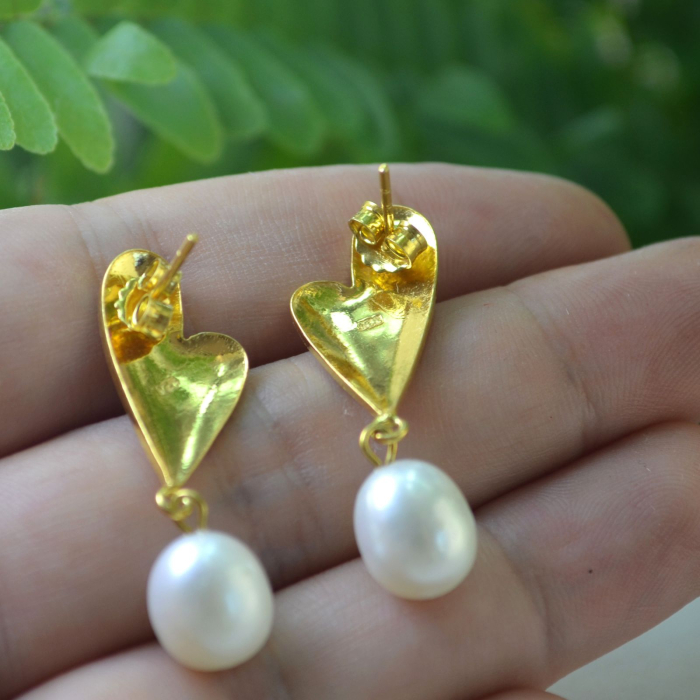 Cercei argint aurit, design romantic, perle naturale A Vintage Collection [3]