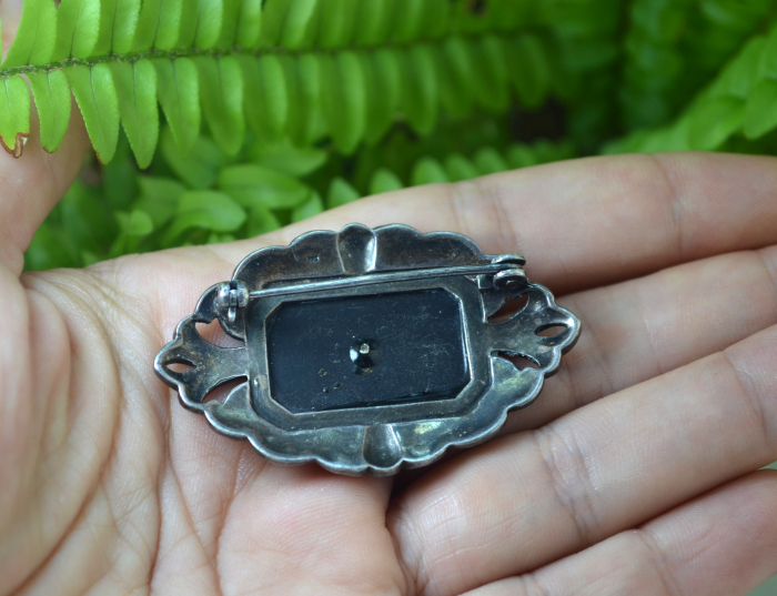 Brosa argint statement maniera neobaroc onix marcasite [3]