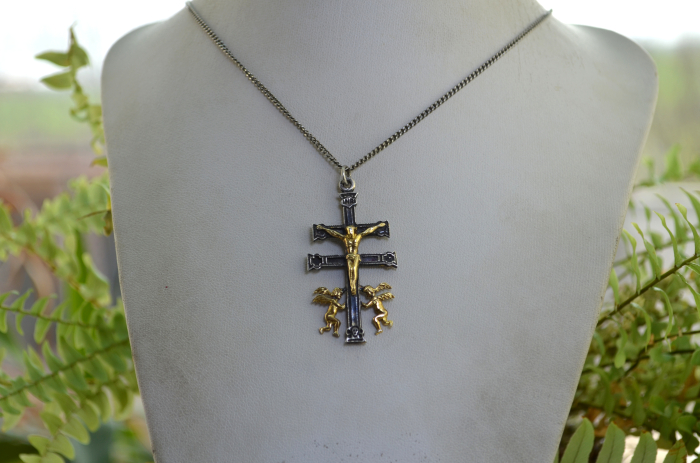 Lant argint cruce veche Caravaca, amuleta cu ingeri  A Vintage Collection [4]