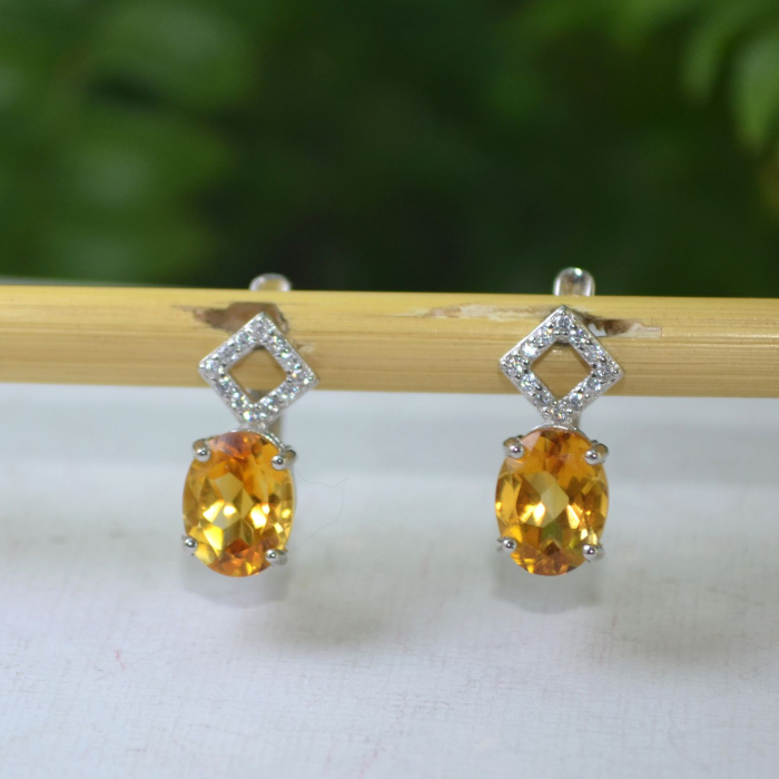 Cercei argint modernisti geometrici, Citrine si cristale CZ A Vintage Collection [4]